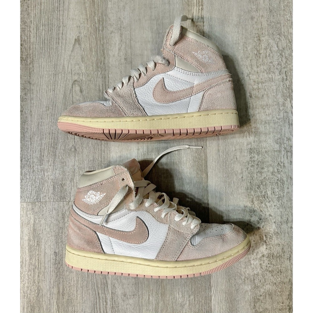 Air Jordan 1 Retro OG 'Washed Pink' Suede Leather Athletic Shoes Women's Size 6